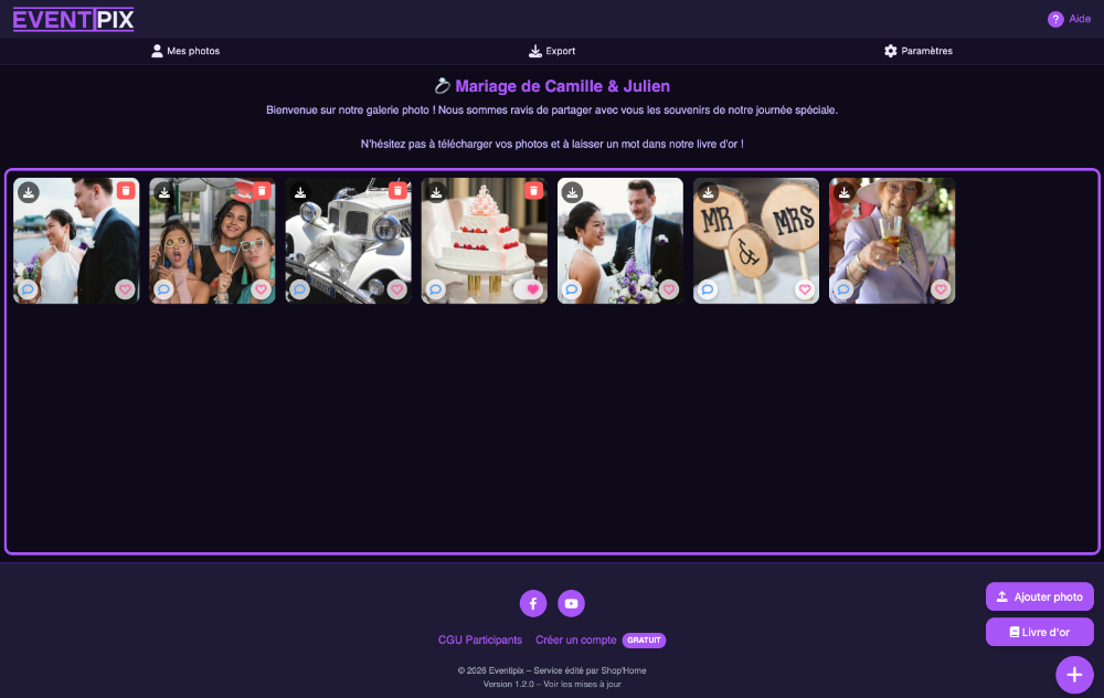 Thème galerie photo Party Eventipix