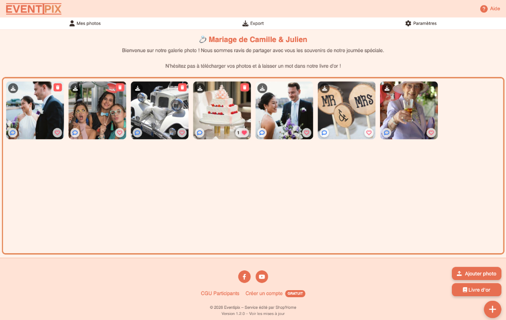 Thème galerie photo Sunset Eventipix